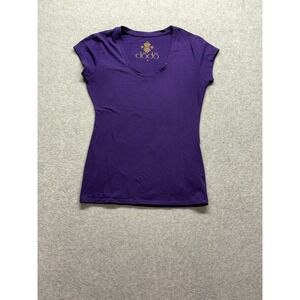 Dodo Womens Purple V-Neck Short Sleeve T-Shirt Size M Cotton Blend DWT-1201